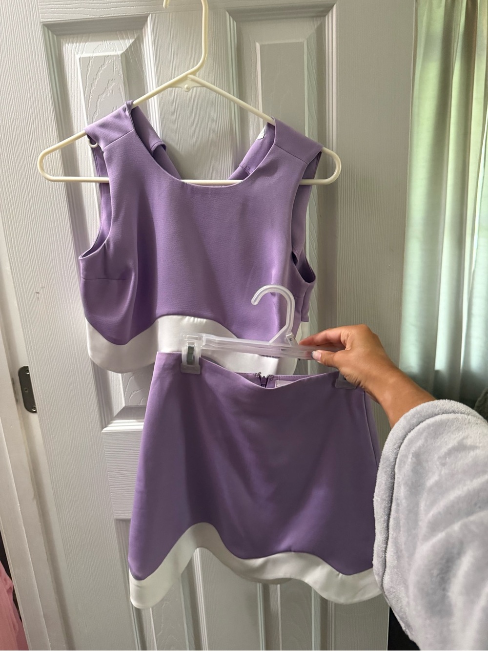 AUREUM Lavender Crop Top & Skirt Set with White Accent